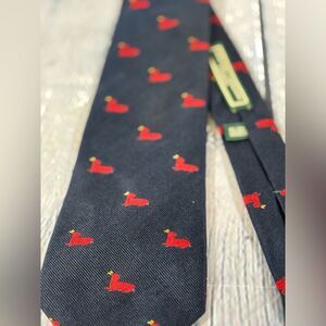 HOLLAND & HOLLAND Navy Red Ram Handmade in England Classic Preppy Silk Tie